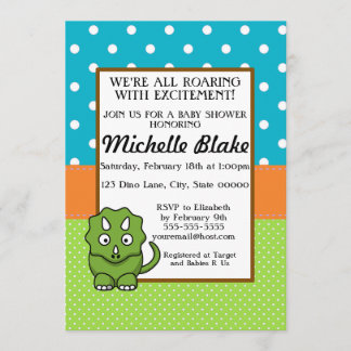 Invitation Baby shower Dinosaur | Bleu et vert