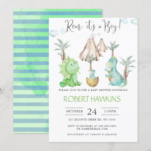 Invitation Baby shower Dinosaur Boy