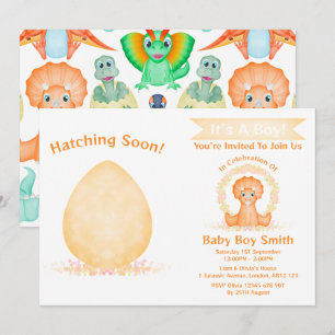 Invitation Baby shower Dinosaur Boy Dino Personnalisé