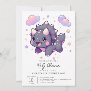 Invitation Baby shower Dinosaure moderne enchanté