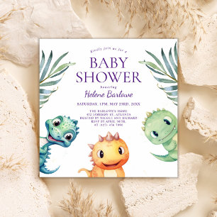 Invitation Baby shower Dinosaure Playful