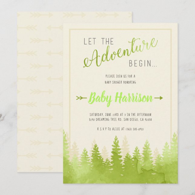 Invitation Baby shower d'invitation à l'aventure Sip and See  (Devant / Derrière)