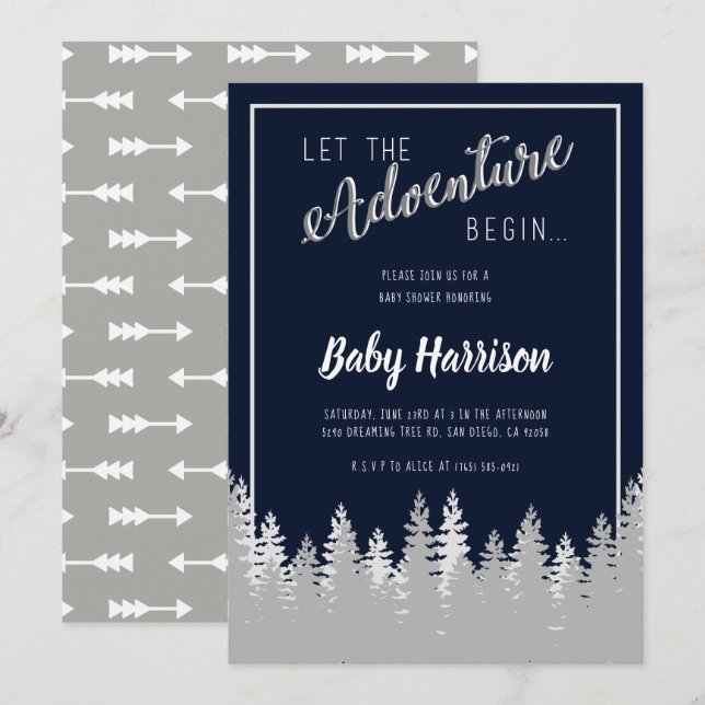 Invitation Baby shower d'invitation à l'aventure Sip and See  (Devant / Derrière)