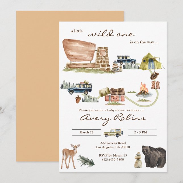 Invitation Baby shower d'invitation à thème du parc national (Devant / Derrière)