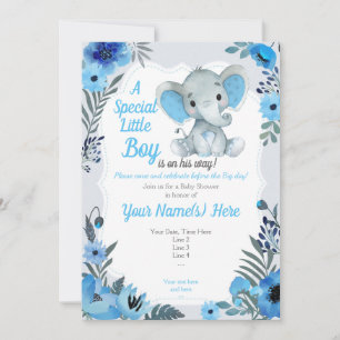 Invitation Baby shower d'invitation bleu gris mignet