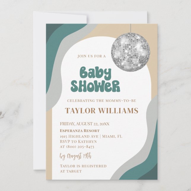 Invitation Baby shower Disco super (Devant)