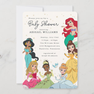 Invitation Baby shower Disney Princess Gold Sparkle