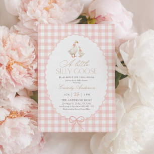Invitation Baby shower d'oie En vichy rose