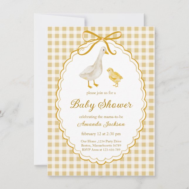 Invitation Baby shower d'oie et de gosling (Devant)