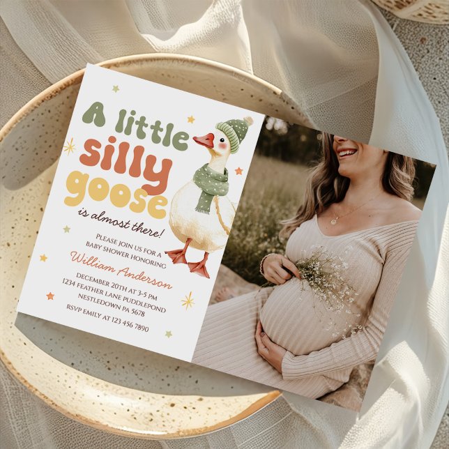 Invitation Baby shower d'oie soie de Noël vert (Créateur téléchargé)