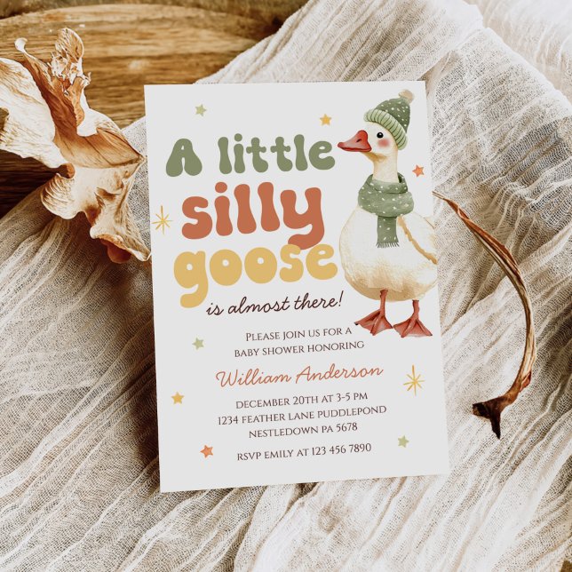 Invitation Baby shower d'oie sotte de Noël vert (Créateur téléchargé)