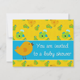 Invitation baby shower d'oiseau jaune