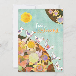 Invitation Baby shower d'Oiseaux de Fleurs Whimsical