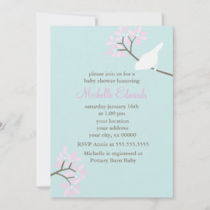 Invitation Baby shower d'oiseaux élégant