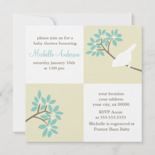 Invitation Baby shower d'oiseaux élégant
