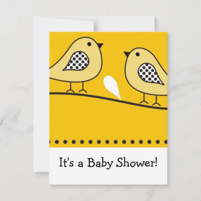 Invitation Baby shower d'oiseaux :::Jaune (Devant)