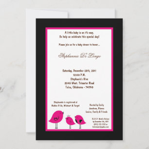 Invitation baby shower d'oiseaux noirs 5x7
