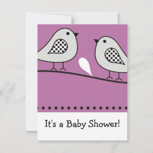 Invitation Baby shower d'oiseaux :::Rose