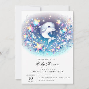 Invitation Baby shower Dolphin moderne amusant