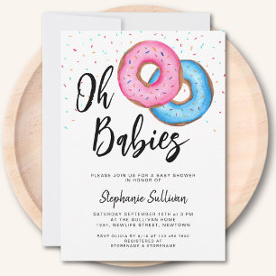 Invitation Baby shower Donut Twins