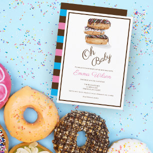 Invitation Baby Shower Donuts au Chocolat à l'Aquarelle