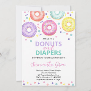 Invitation Baby shower Donuts et Diapers