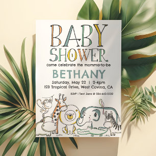 Invitation Baby shower Doodle Safari
