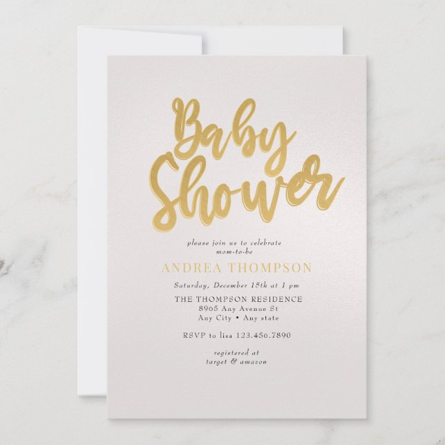 Invitation Baby shower d'or (Devant)