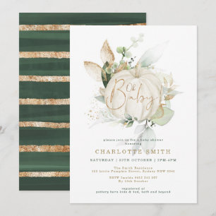 Invitation Baby shower d'or des Citrouilles neutres selon le 