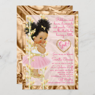 Invitation Baby shower d'or en cuivre rose