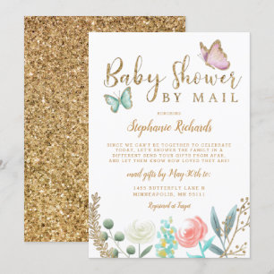 Invitation Baby shower d'or papillon par courrier électroniqu