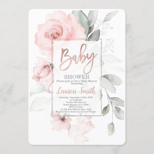 Invitation Baby shower d'or Rose