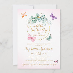 Invitation Baby shower d'or rose de couronne d'eucalyptus pap