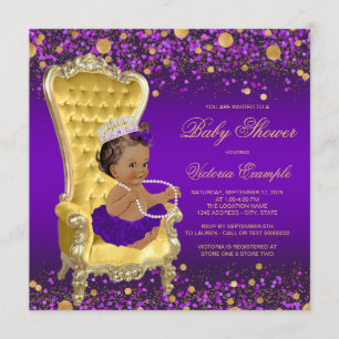 Invitation Baby shower d'or violet d'Amérique d'Afrique
