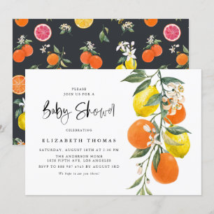 Invitation Baby shower d'Orange botanique et de Citron Garlan