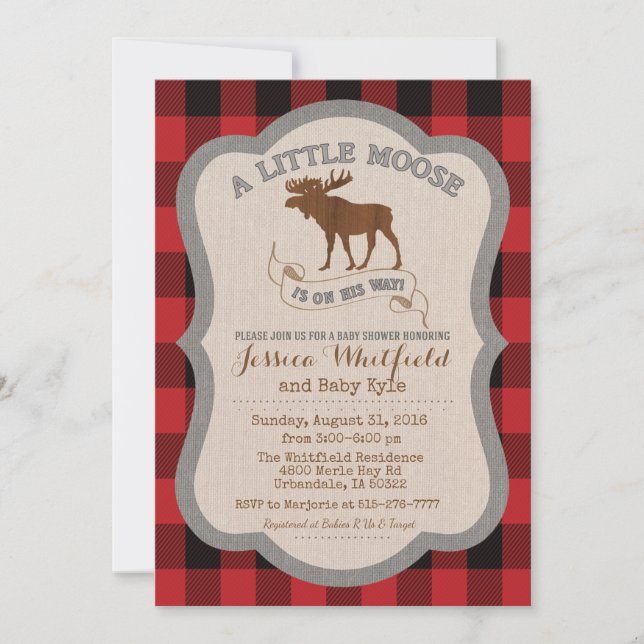 Invitation Baby shower d'orignal (Devant)