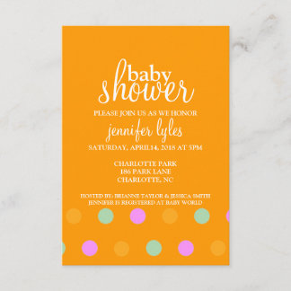 Invitation Baby shower - Dots II - orange