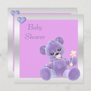 Invitation Baby shower double face à l'ours en peluche