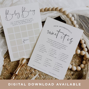 Invitation Baby shower double face Bingo & Candy Game Card