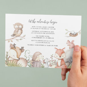 Invitation Baby shower Douce Animaux de la Forêt