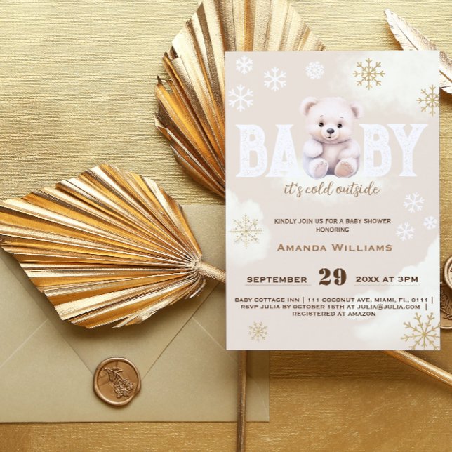 Invitation Baby shower d'ours blanc polaire d'hiver (Créateur téléchargé)