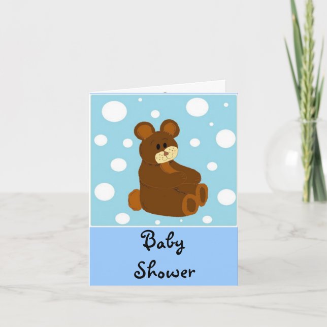 Invitation Baby shower d'ours bleu Teddy (Devant)