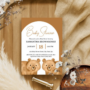 Invitation Baby shower d'ours Brown