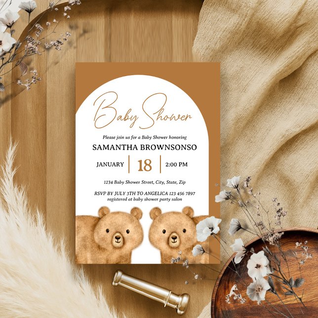 Invitation Baby shower d'ours Brown (Créateur téléchargé)
