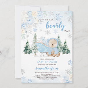 Invitation Baby shower d'ours d'hiver bleu