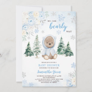 Invitation Baby shower d'ours d'hiver bleu