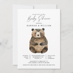 Invitation Baby shower d'ours en bois mignon