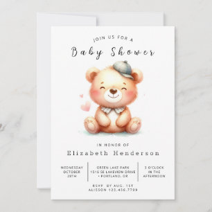 Invitation Baby shower d'ours en ligne rustique