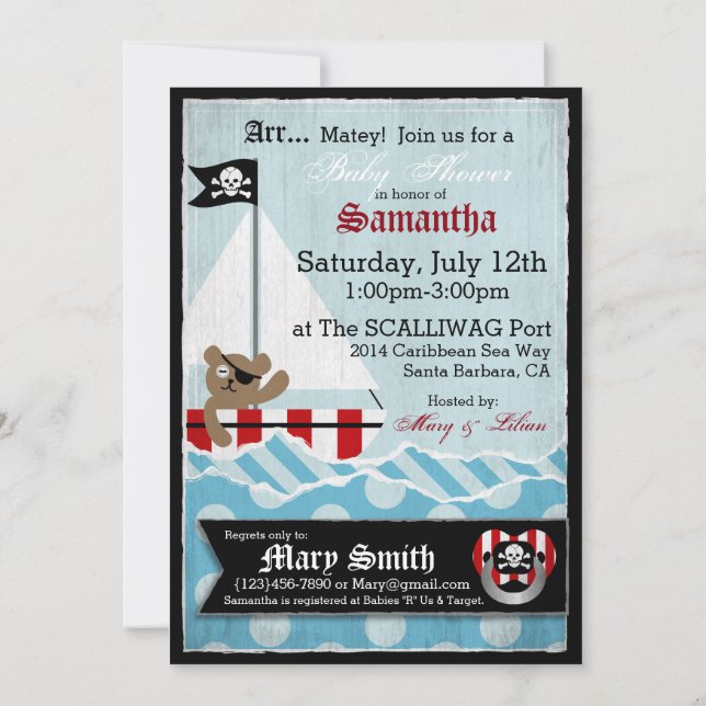 Invitation Baby shower d'ours en peluche (Dos)