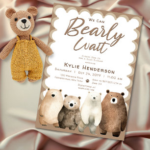 Invitation Baby shower d'ours en peluche d'attente neutre